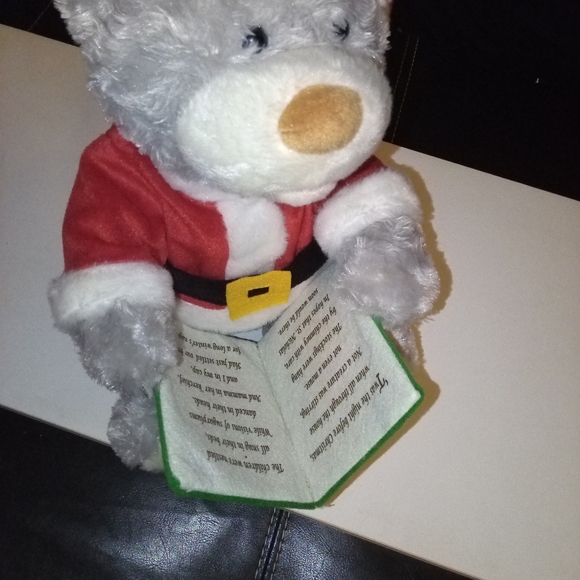 Festive Santa Bear with Red and Gray Outfit